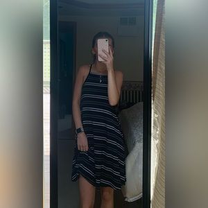 SO black with white and grey stripes swing dress